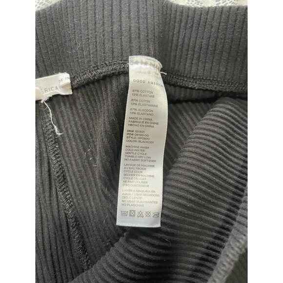 GOOD AMERICAN Ribbed Slim Flare High Rise Pants - Black Size 4 - Picture 3 of 6
